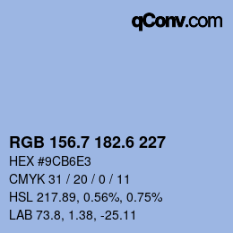 カラーコード: RGB 156.7 182.6 227 | qconv.com