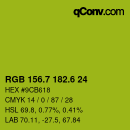 カラーコード: RGB 156.7 182.6 24 | qconv.com