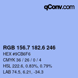 カラーコード: RGB 156.7 182.6 246 | qconv.com