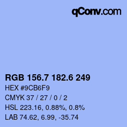カラーコード: RGB 156.7 182.6 249 | qconv.com