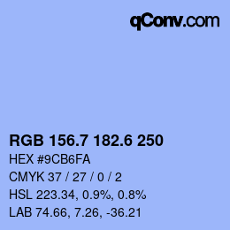 カラーコード: RGB 156.7 182.6 250 | qconv.com