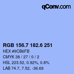 カラーコード: RGB 156.7 182.6 251 | qconv.com