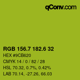 カラーコード: RGB 156.7 182.6 32 | qconv.com