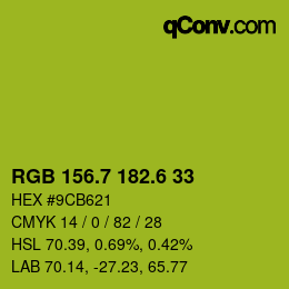 カラーコード: RGB 156.7 182.6 33 | qconv.com