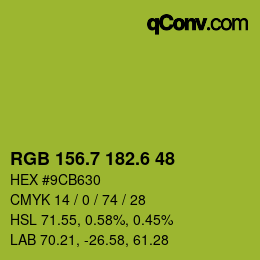 カラーコード: RGB 156.7 182.6 48 | qconv.com