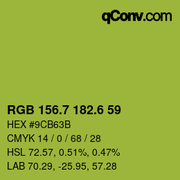 カラーコード: RGB 156.7 182.6 59 | qconv.com