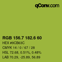 カラーコード: RGB 156.7 182.6 60 | qconv.com