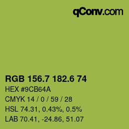 カラーコード: RGB 156.7 182.6 74 | qconv.com