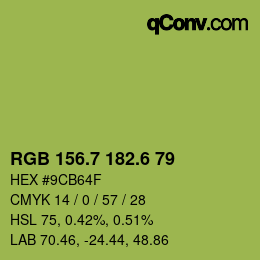 カラーコード: RGB 156.7 182.6 79 | qconv.com