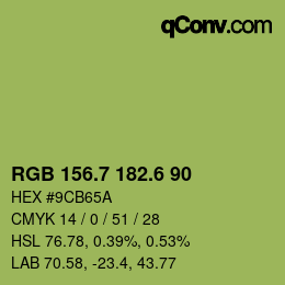 カラーコード: RGB 156.7 182.6 90 | qconv.com