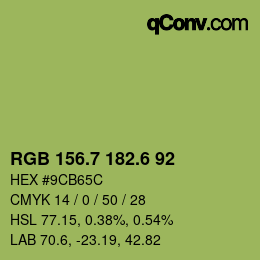 カラーコード: RGB 156.7 182.6 92 | qconv.com
