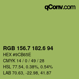 カラーコード: RGB 156.7 182.6 94 | qconv.com