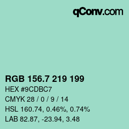カラーコード: RGB 156.7 219 199 | qconv.com