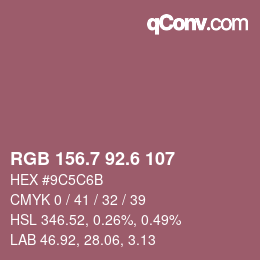 カラーコード: RGB 156.7 92.6 107 | qconv.com