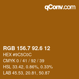 カラーコード: RGB 156.7 92.6 12 | qconv.com