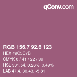 カラーコード: RGB 156.7 92.6 123 | qconv.com
