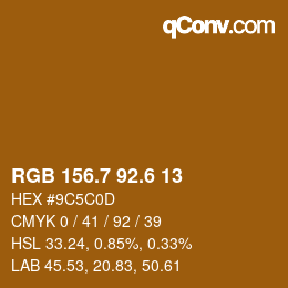 カラーコード: RGB 156.7 92.6 13 | qconv.com