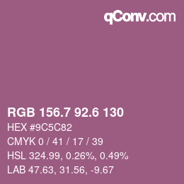 カラーコード: RGB 156.7 92.6 130 | qconv.com