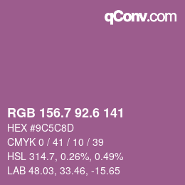 カラーコード: RGB 156.7 92.6 141 | qconv.com