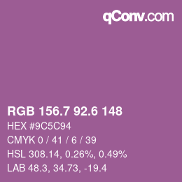 カラーコード: RGB 156.7 92.6 148 | qconv.com