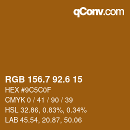カラーコード: RGB 156.7 92.6 15 | qconv.com