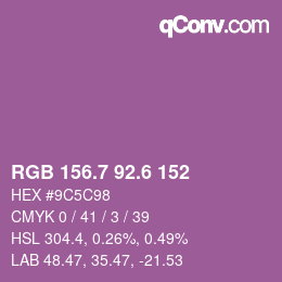 カラーコード: RGB 156.7 92.6 152 | qconv.com
