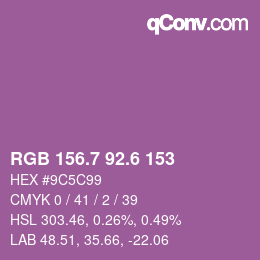 カラーコード: RGB 156.7 92.6 153 | qconv.com