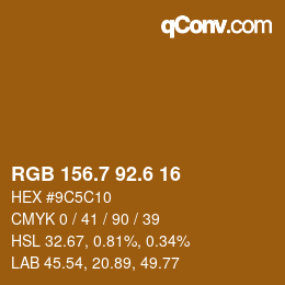 カラーコード: RGB 156.7 92.6 16 | qconv.com