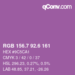 カラーコード: RGB 156.7 92.6 161 | qconv.com