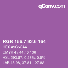 カラーコード: RGB 156.7 92.6 164 | qconv.com