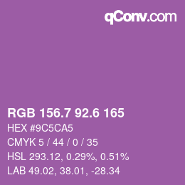 カラーコード: RGB 156.7 92.6 165 | qconv.com