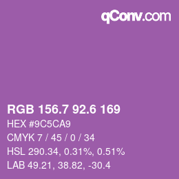 カラーコード: RGB 156.7 92.6 169 | qconv.com
