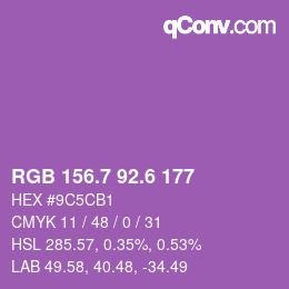 カラーコード: RGB 156.7 92.6 177 | qconv.com