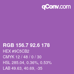 カラーコード: RGB 156.7 92.6 178 | qconv.com