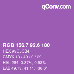 カラーコード: RGB 156.7 92.6 180 | qconv.com