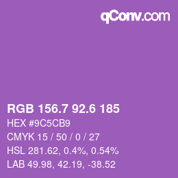カラーコード: RGB 156.7 92.6 185 | qconv.com