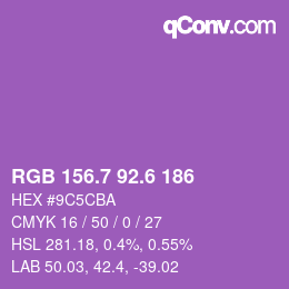 カラーコード: RGB 156.7 92.6 186 | qconv.com