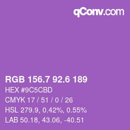 カラーコード: RGB 156.7 92.6 189 | qconv.com