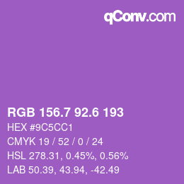 カラーコード: RGB 156.7 92.6 193 | qconv.com