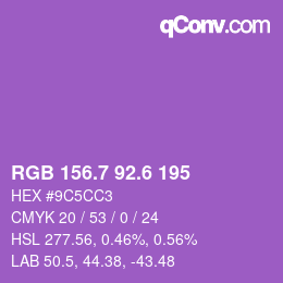 カラーコード: RGB 156.7 92.6 195 | qconv.com