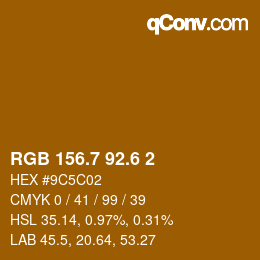 カラーコード: RGB 156.7 92.6 2 | qconv.com
