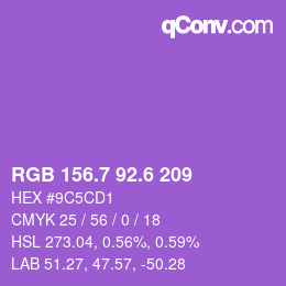 カラーコード: RGB 156.7 92.6 209 | qconv.com