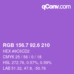カラーコード: RGB 156.7 92.6 210 | qconv.com