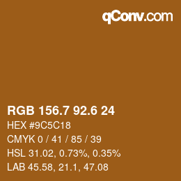 カラーコード: RGB 156.7 92.6 24 | qconv.com