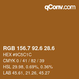 カラーコード: RGB 156.7 92.6 28.6 | qconv.com
