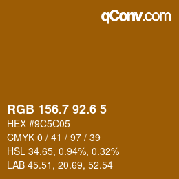 カラーコード: RGB 156.7 92.6 5 | qconv.com