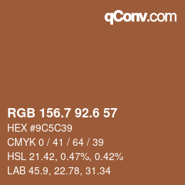 カラーコード: RGB 156.7 92.6 57 | qconv.com