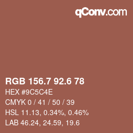 カラーコード: RGB 156.7 92.6 78 | qconv.com