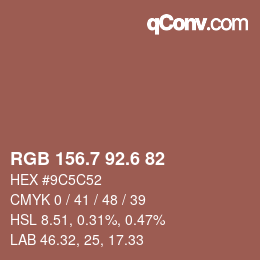 カラーコード: RGB 156.7 92.6 82 | qconv.com