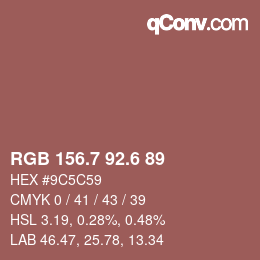 カラーコード: RGB 156.7 92.6 89 | qconv.com